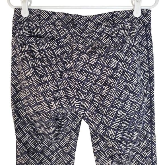 Cartonnier Geometric Woven Print Charlie Cropped Ankle Trouser Pants Blue Size 2 - Picture 5 of 12